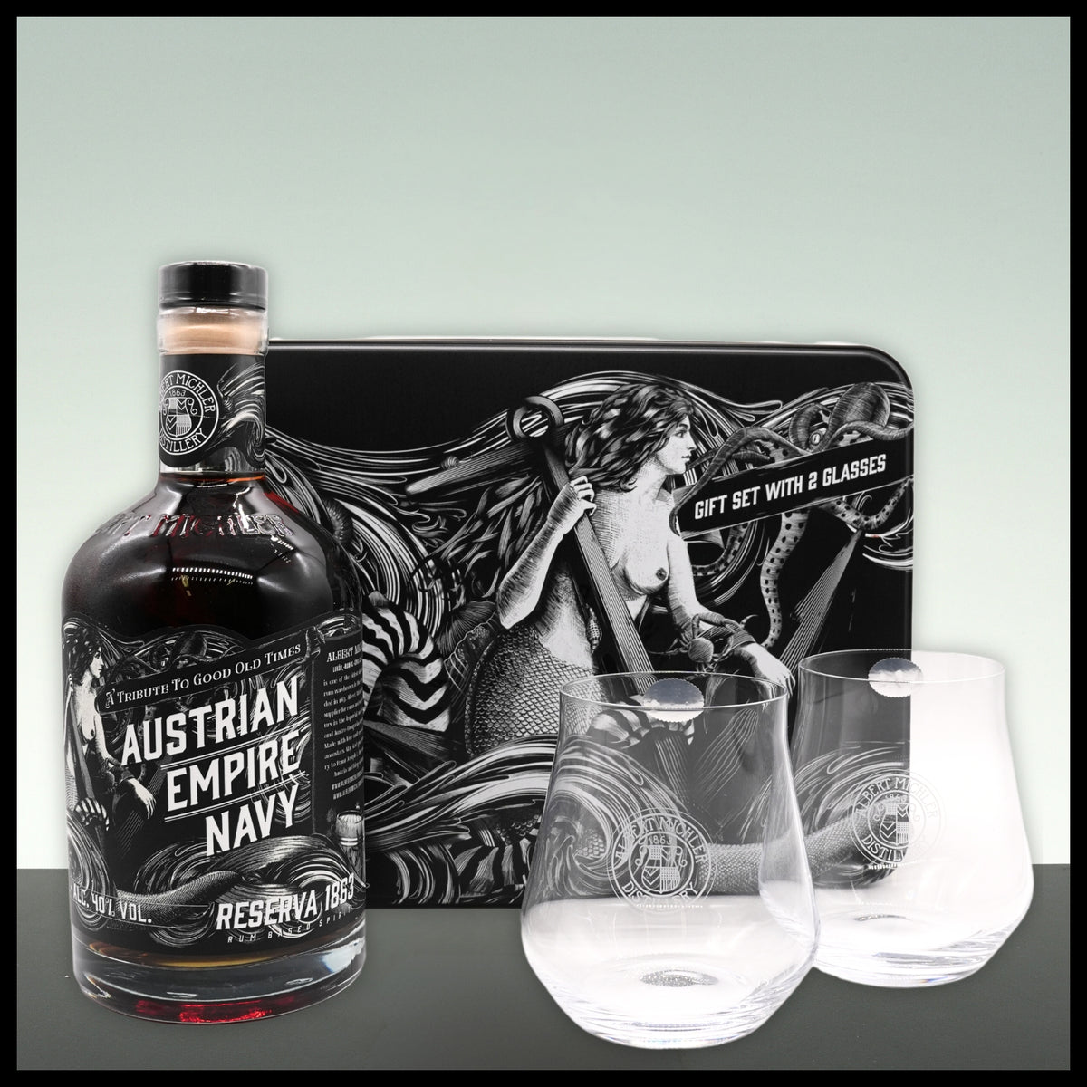 Austrian Empire Navy Rum Reserva 1863 Geschenkbox mit 2 Gläsern 0,7L - 40% Vol. - Trinklusiv