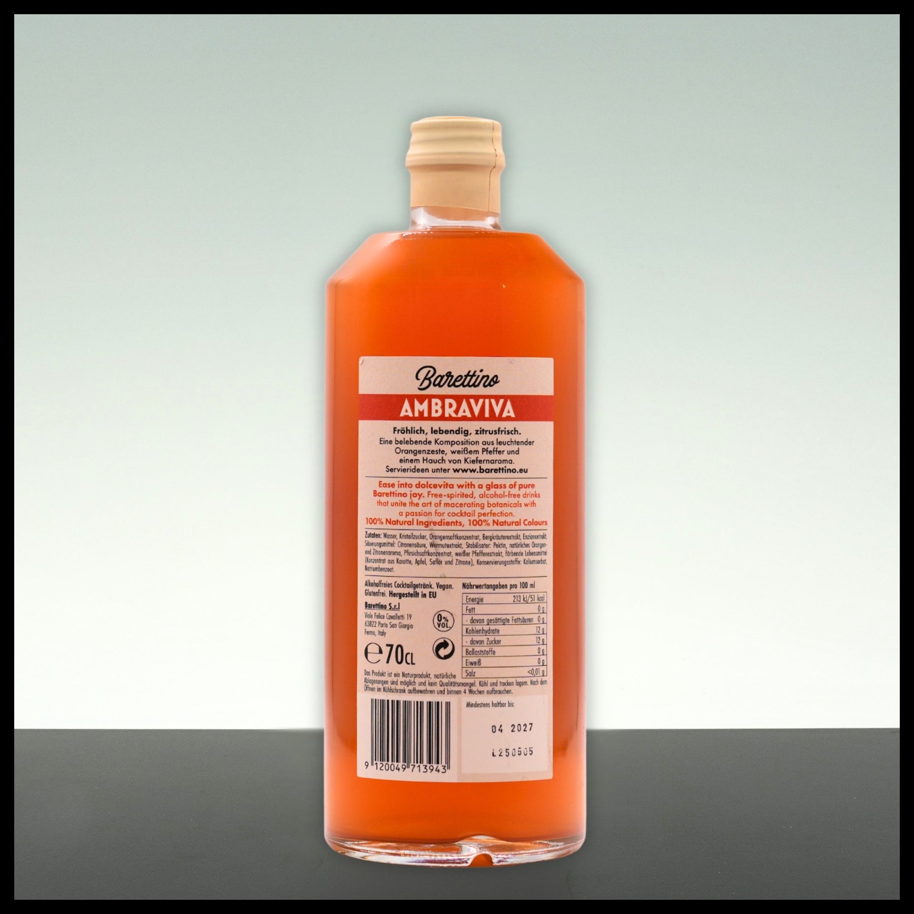 Barettino AMBRAVIVA Alkoholfreier Aperitif 0,7L