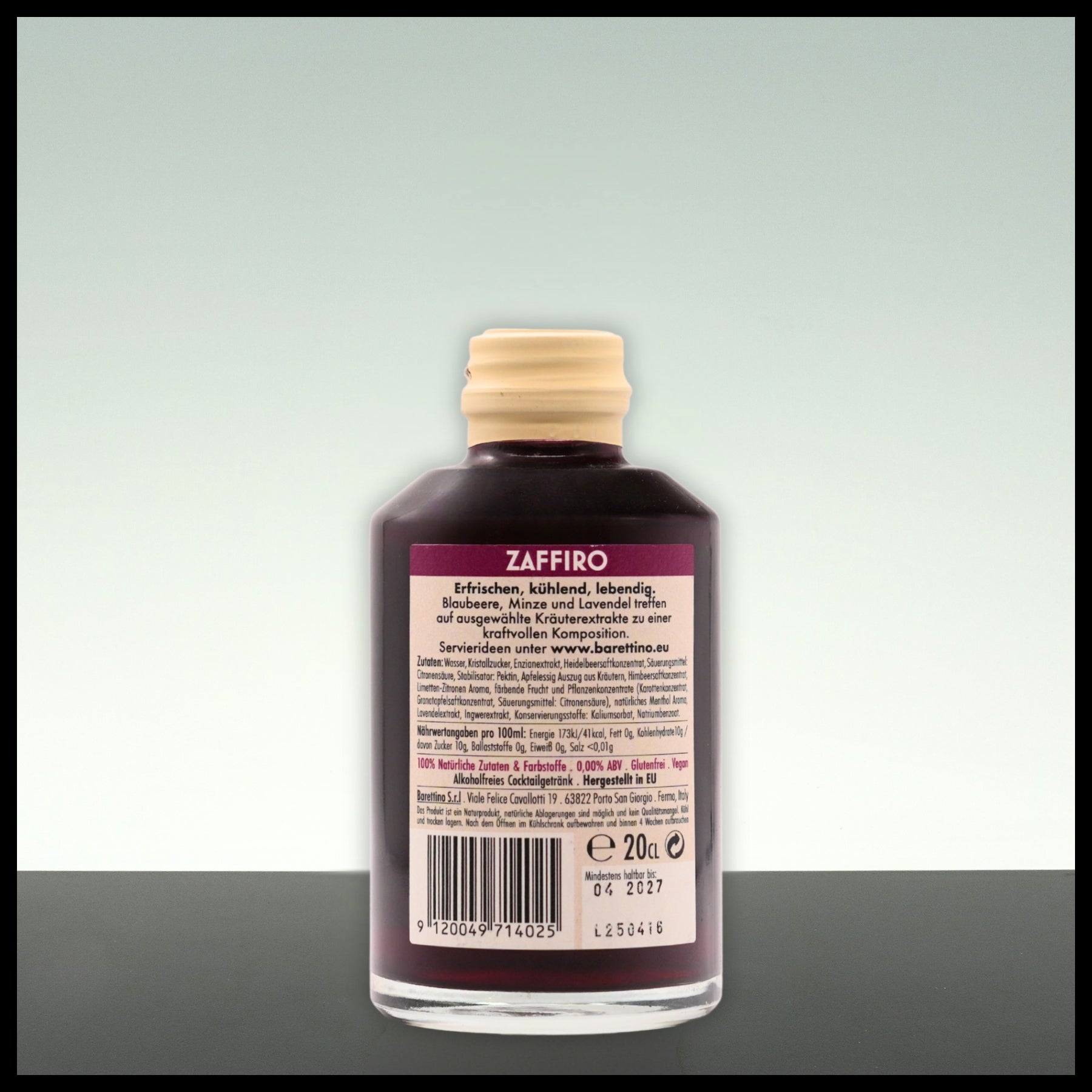 Barettino ZAFFIRO Alkoholfreier Aperitif 0,2L