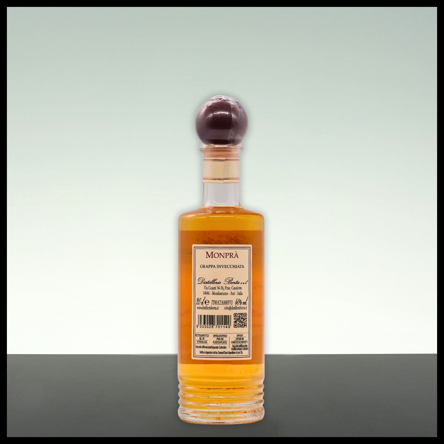 Berta Monpra Grappa Invecchiata 0,2L - 40% Vol. - Trinklusiv