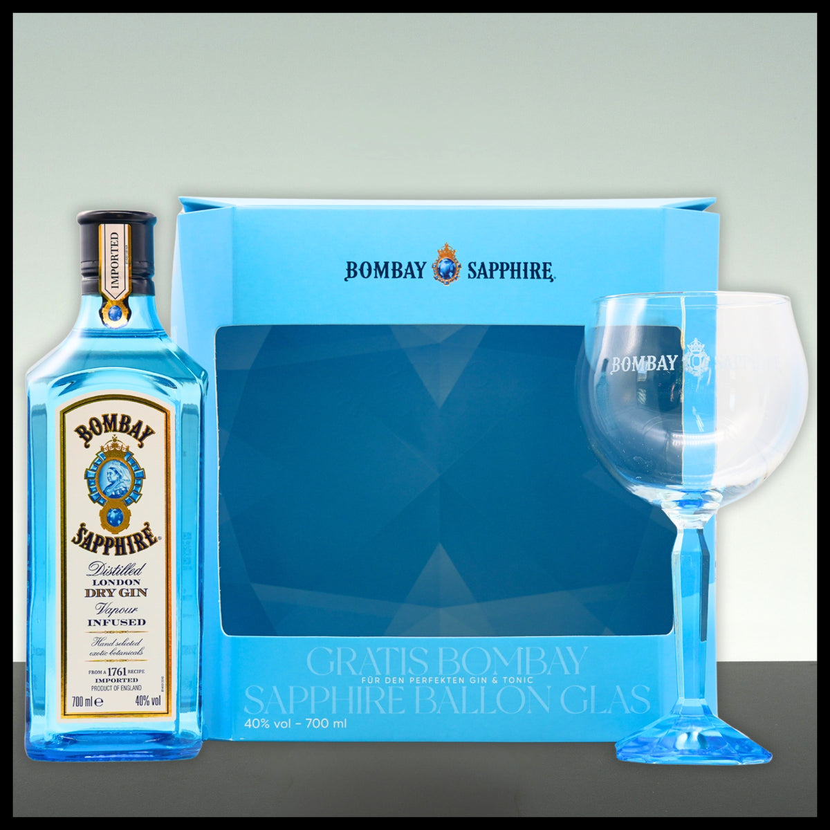 Bombay Sapphire London Dry Gin Geschenkbox mit Glas 0,7L - 40% Vol.
