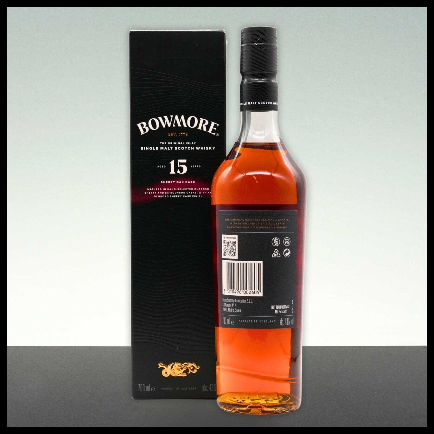Bowmore 15 YO Sherry Oak Cask Single Malt Whisky 0,7L - 43% Vol. - Trinklusiv