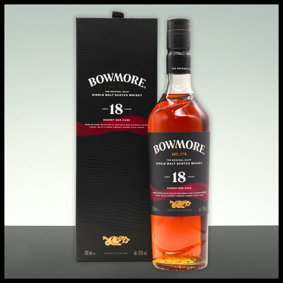 Bowmore 18 YO Sherry Oak Cask Single Malt Whisky 0,7L - 43% Vol. - Trinklusiv