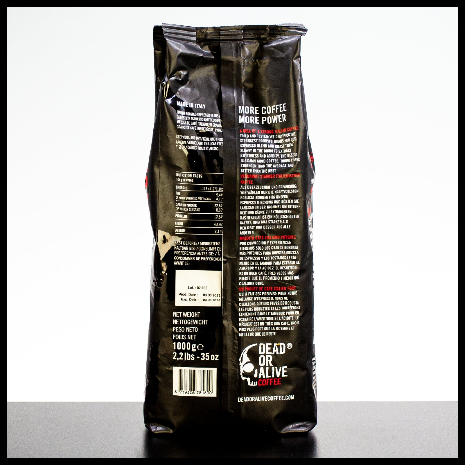 Dead or Alive Coffee No3 Espressobohnen 1000g - Trinklusiv