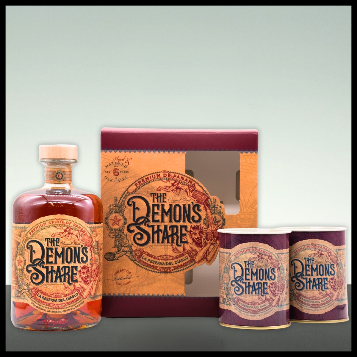 Demon's Share 6 YO "La Reserva del Diablo" Geschenkbox mit 2 Bechern 0,7L - 40% Vol. - Trinklusiv