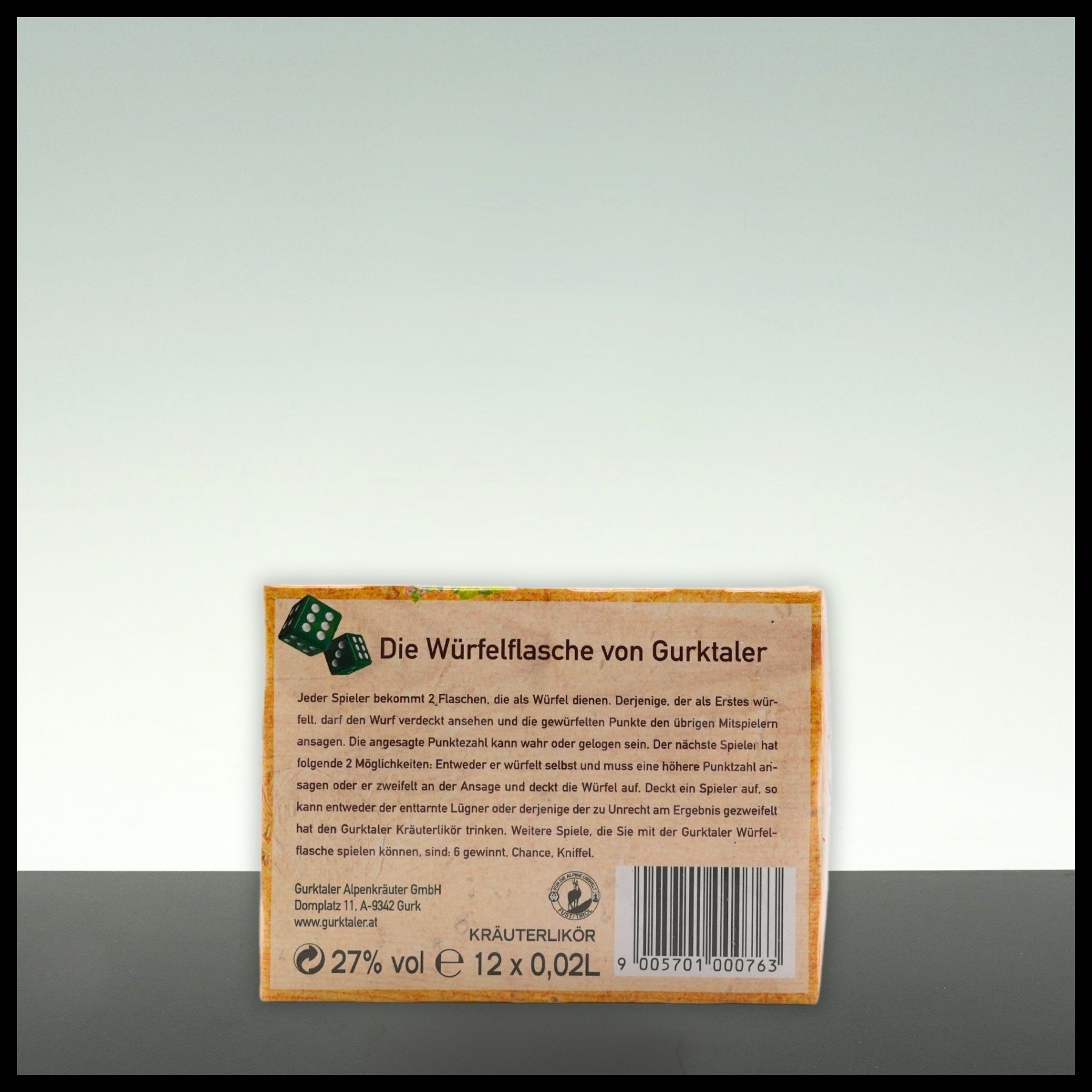 Gurktaler Alpenkräuter Würfelspaß Hüttenedition 12x 0,02L - 27% Vol. - Trinklusiv