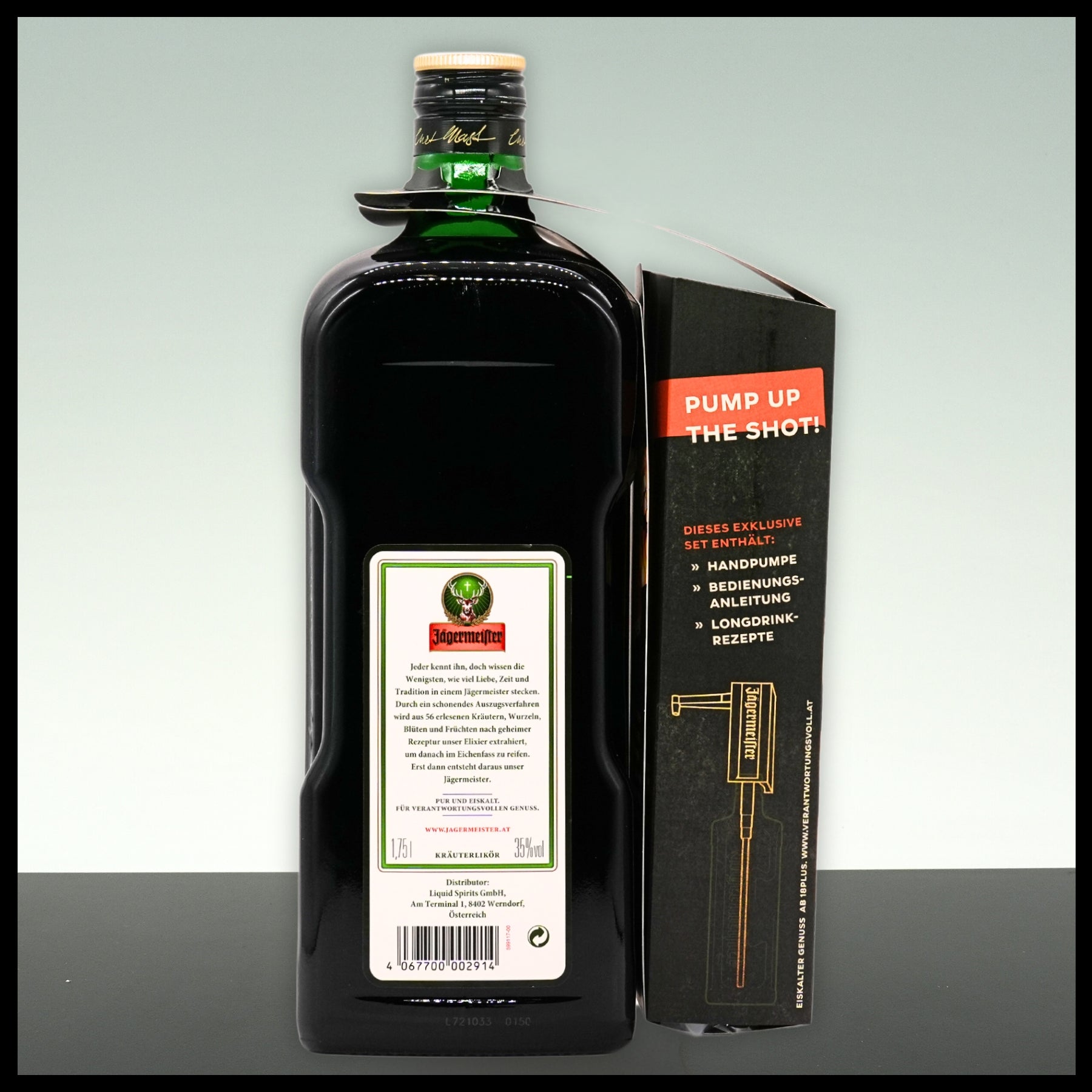 Jägermeister mit Handpumpe 1,75L - 35% Vol. - Trinklusiv