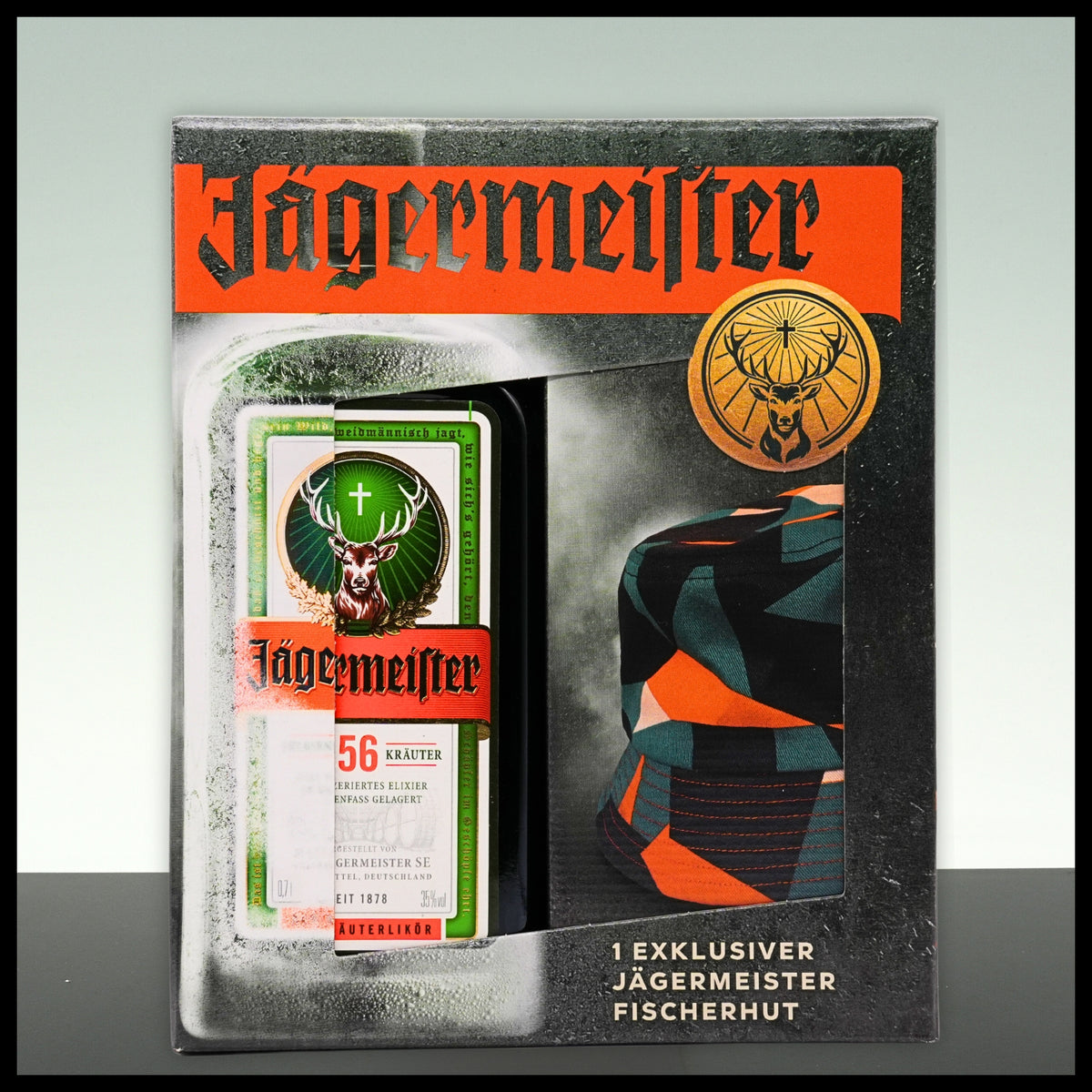 Jägermeister Geschenkbox mit Fischerhut 0,7L - 35% Vol. - Trinklusiv
