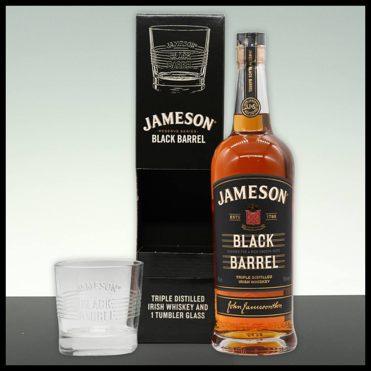 Jameson Black Barrel Irish Whiskey Geschenkbox mit Glas 0,7L - 40% Vol. - Trinklusiv
