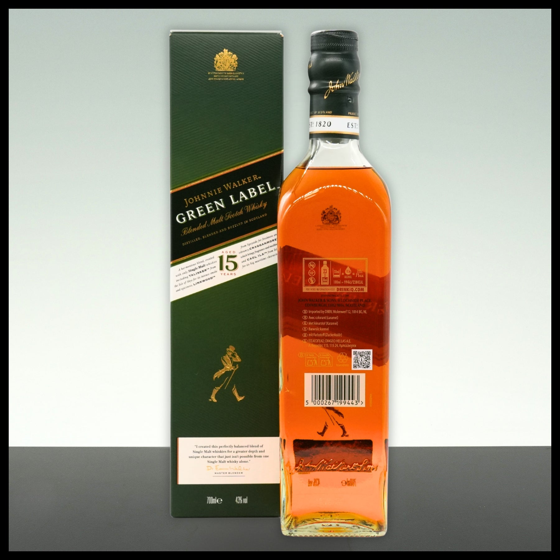 Johnnie Walker Green Label 15 YO Blended Whisky 0,7L - 43% Vol. - Trinklusiv