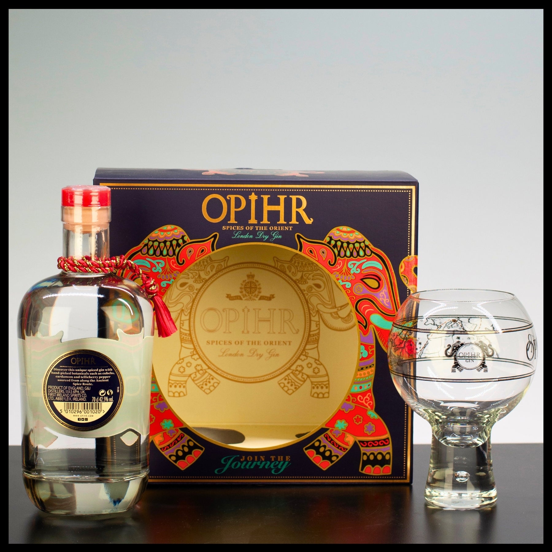 Opihr Oriental Spiced London Dry Gin Geschenkbox mit Glas 0,7L - 42,5% Vol. - Trinklusiv