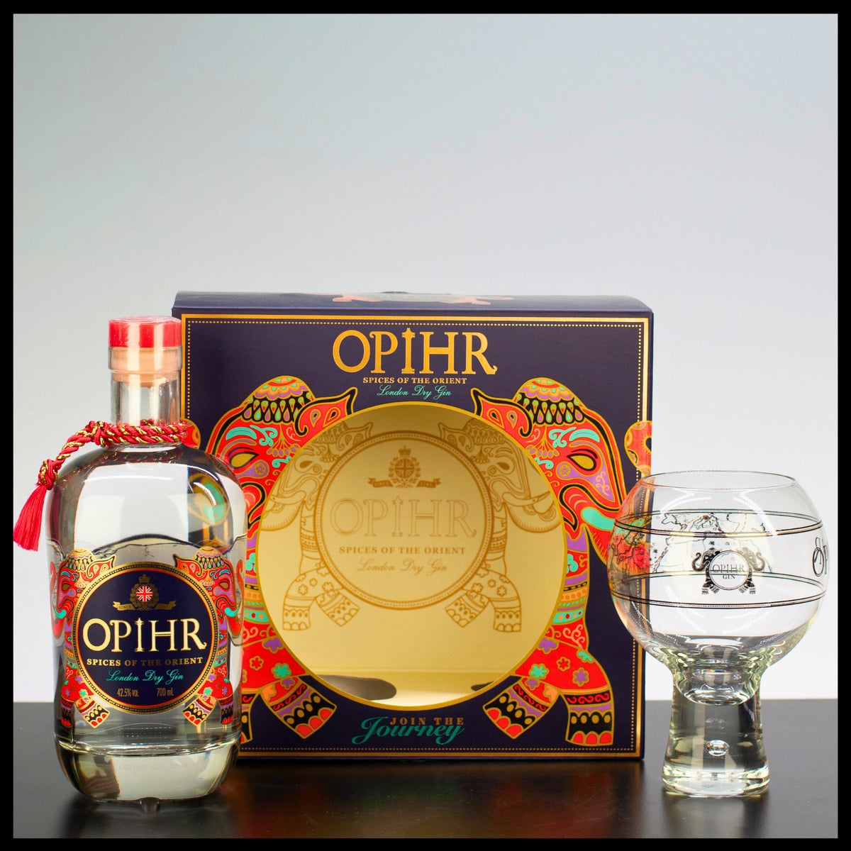 Opihr Oriental Spiced London Dry Gin Geschenkbox mit Glas 0,7L - 42,5% Vol. - Trinklusiv