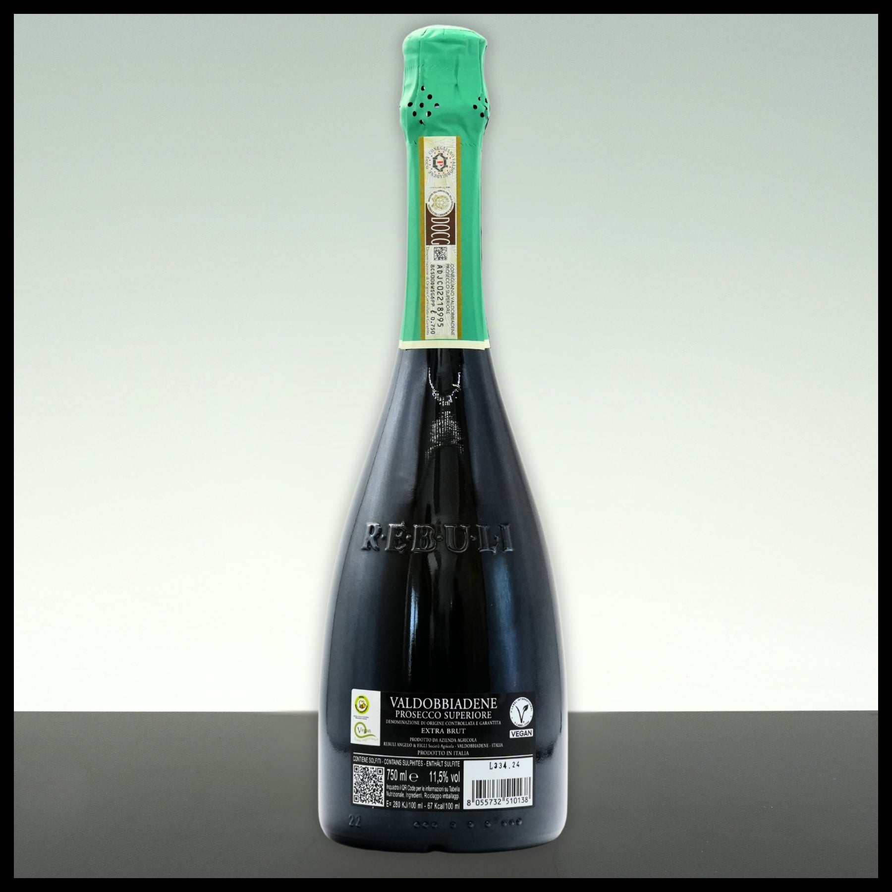 Rebuli Valdobbiadene Prosecco Superiore DOCG Zerogrammi 0,75L - 11% Vol. - Trinklusiv