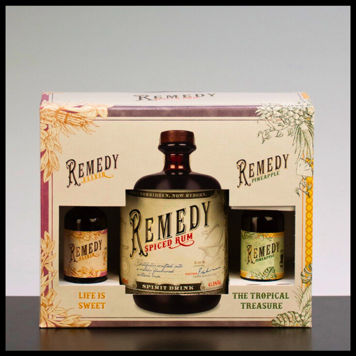 Remedy Spiced Rum Geschenkbox mit 2 Miniaturen 0,7L - 41,5% Vol. - Trinklusiv