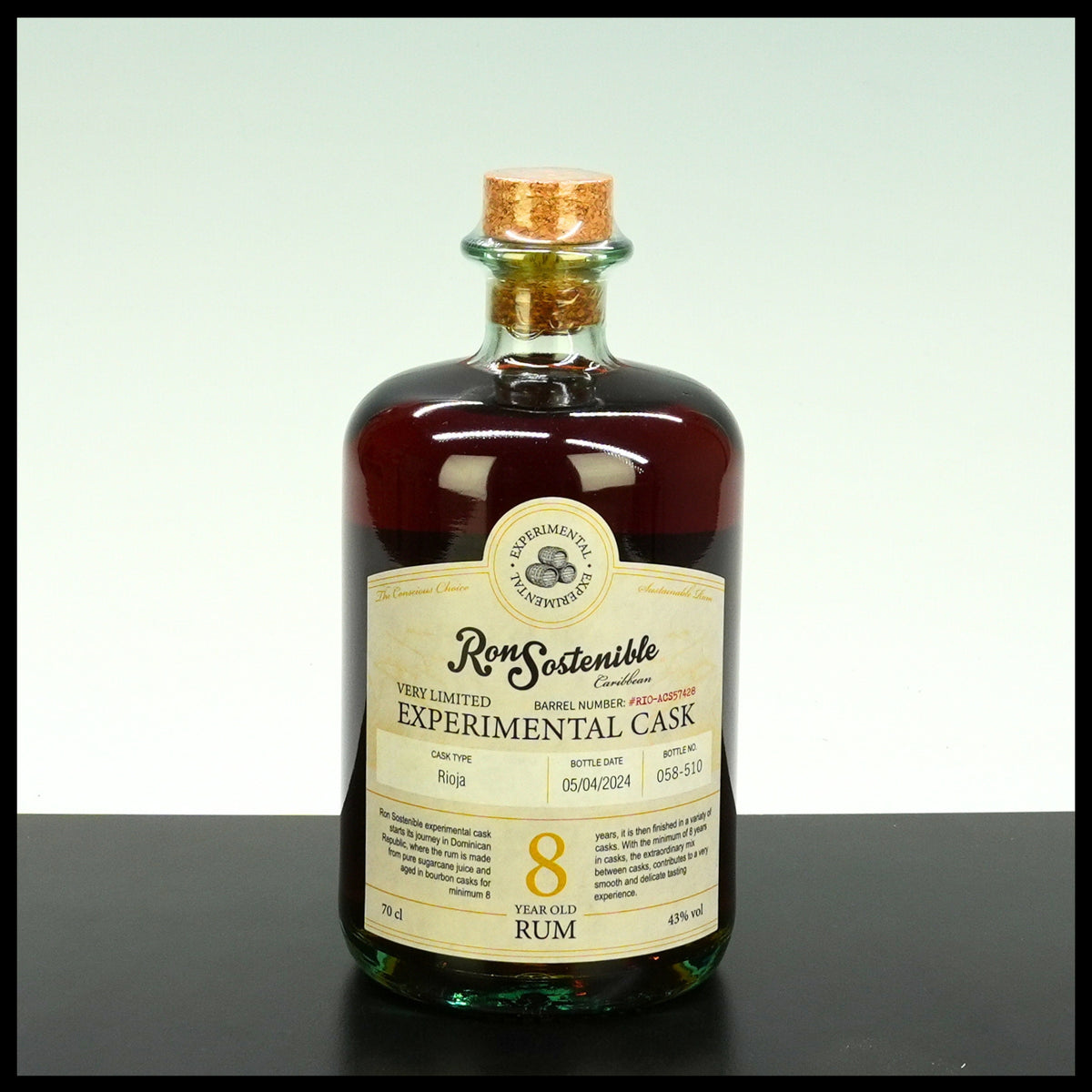 Ron Sostenible 8 YO Experimental Cask RIOJA 0,7L - 43% Vol. - Trinklusiv