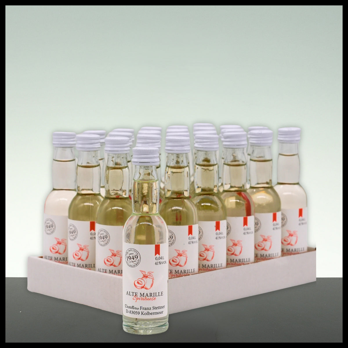 Stettner Anno 1949 Alte Marille Schnaps Miniaturen 24x 0,04L - 41% Vol. - Trinklusiv