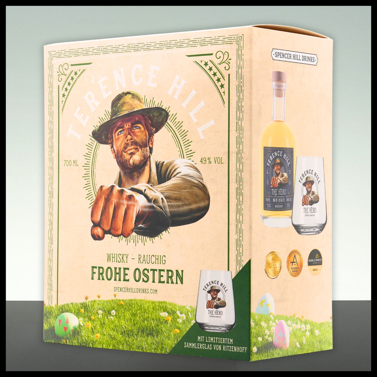 Terence Hill Whisky Rauchig Oster-Bundle mit Glas 0,7L - 49% Vol. - Trinklusiv