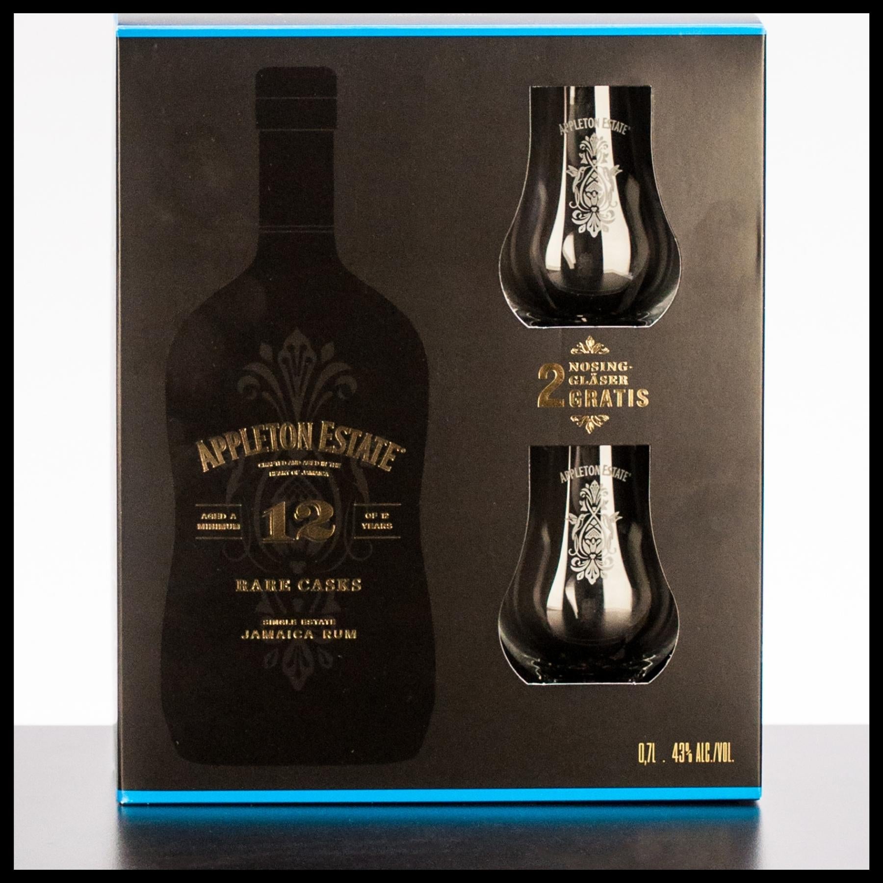 Appleton Estate 12 YO Rare Casks Rum Geschenkbox mit 2 Gläsern 0,7L - 43% Vol. - Trinklusiv