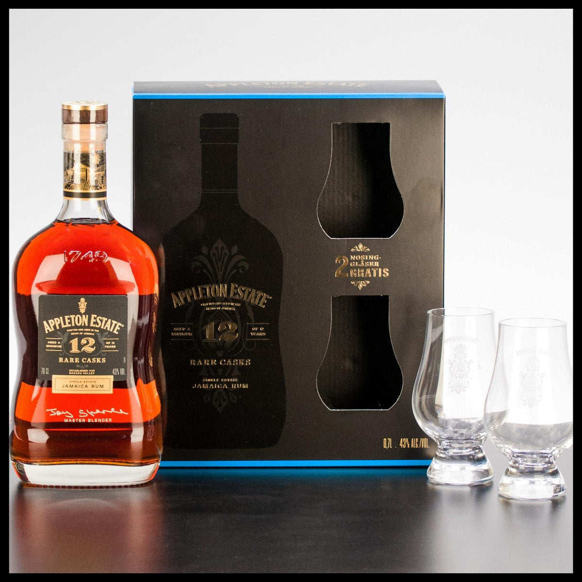 Appleton Estate 12 YO Rare Casks Rum Geschenkbox mit 2 Gläsern 0,7L - 43% Vol. - Trinklusiv