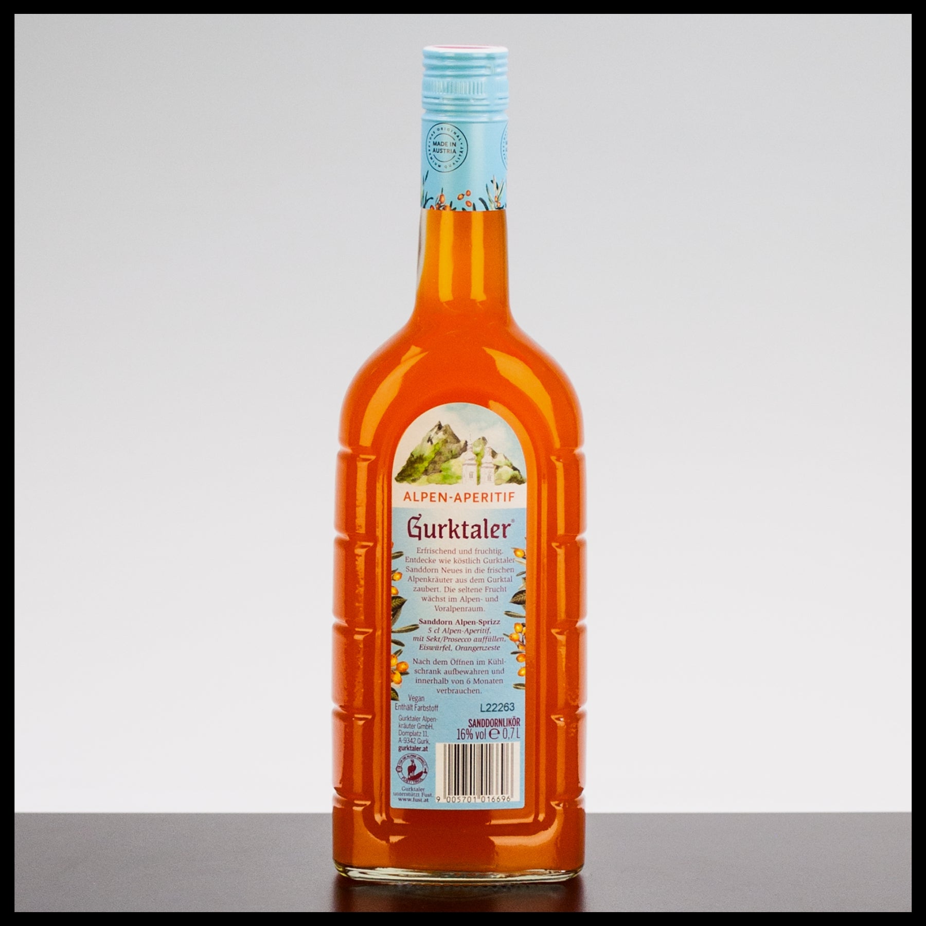 Gurktaler Alpen-Aperitif Sanddornlikör 0,7L - 16% Vol. - Trinklusiv