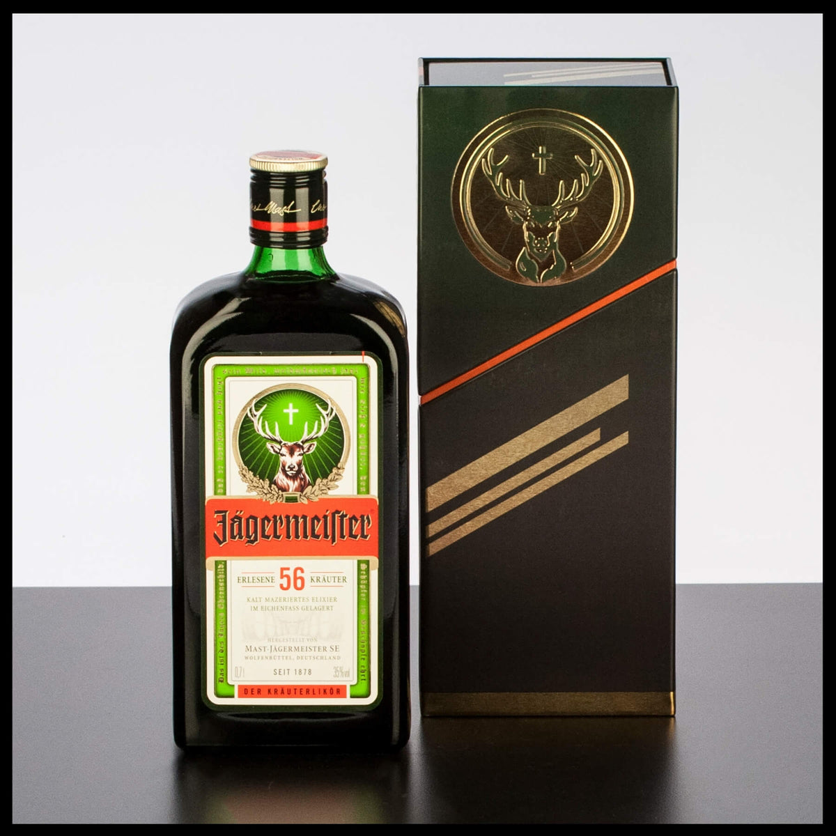 Jägermeister mit eckiger Geschenkbox 0,7L - 35% Vol. - Trinklusiv