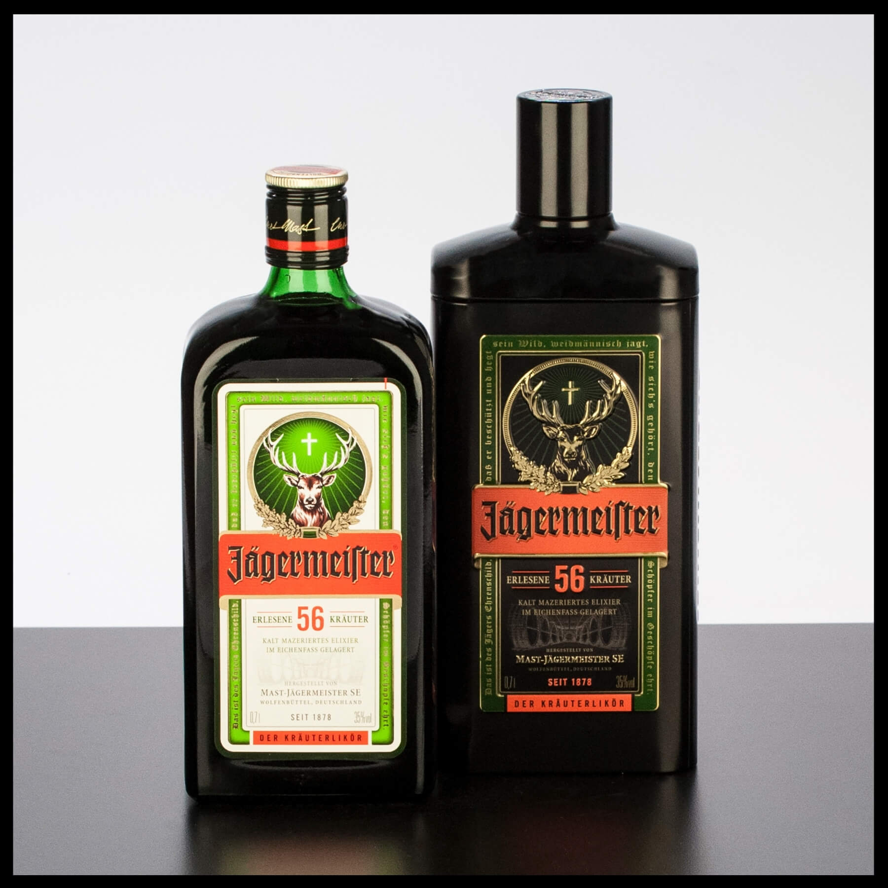 Flaschenform - Geschenkbox Jägermeister 35% in mit 0,7L