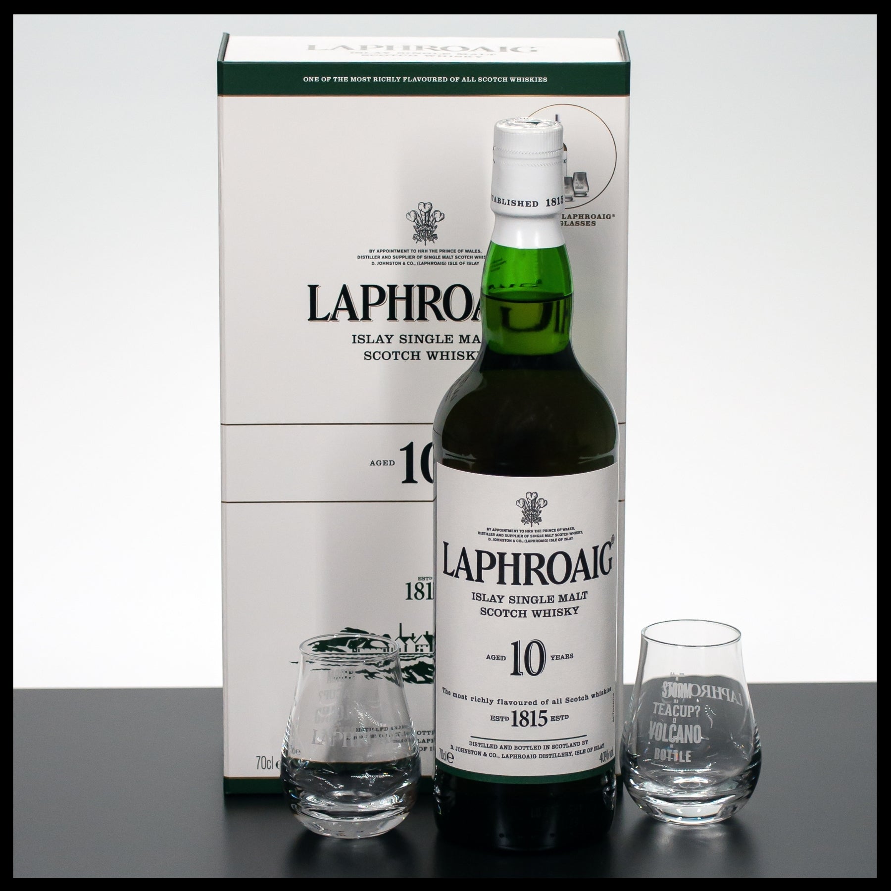 Laphroaig 10 - mit YO 0,7L Geschenkbox Gläsern 40