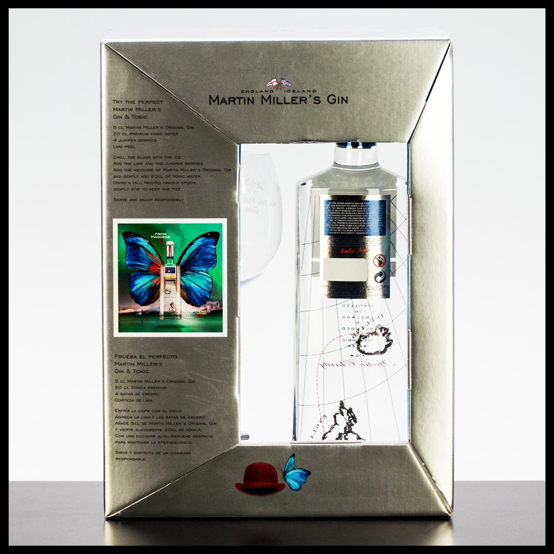 Martin Miller's Gin Geschenkbox mit Glas 0,7L - 40% Vol. - Trinklusiv
