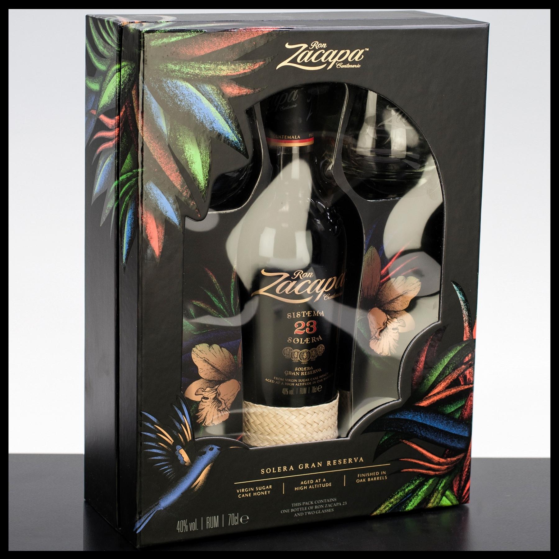 Ron Zacapa 23 YO Solera Gran Reserva Rum mit 2 Gläsern 0,7L - 40% Vol. - Trinklusiv
