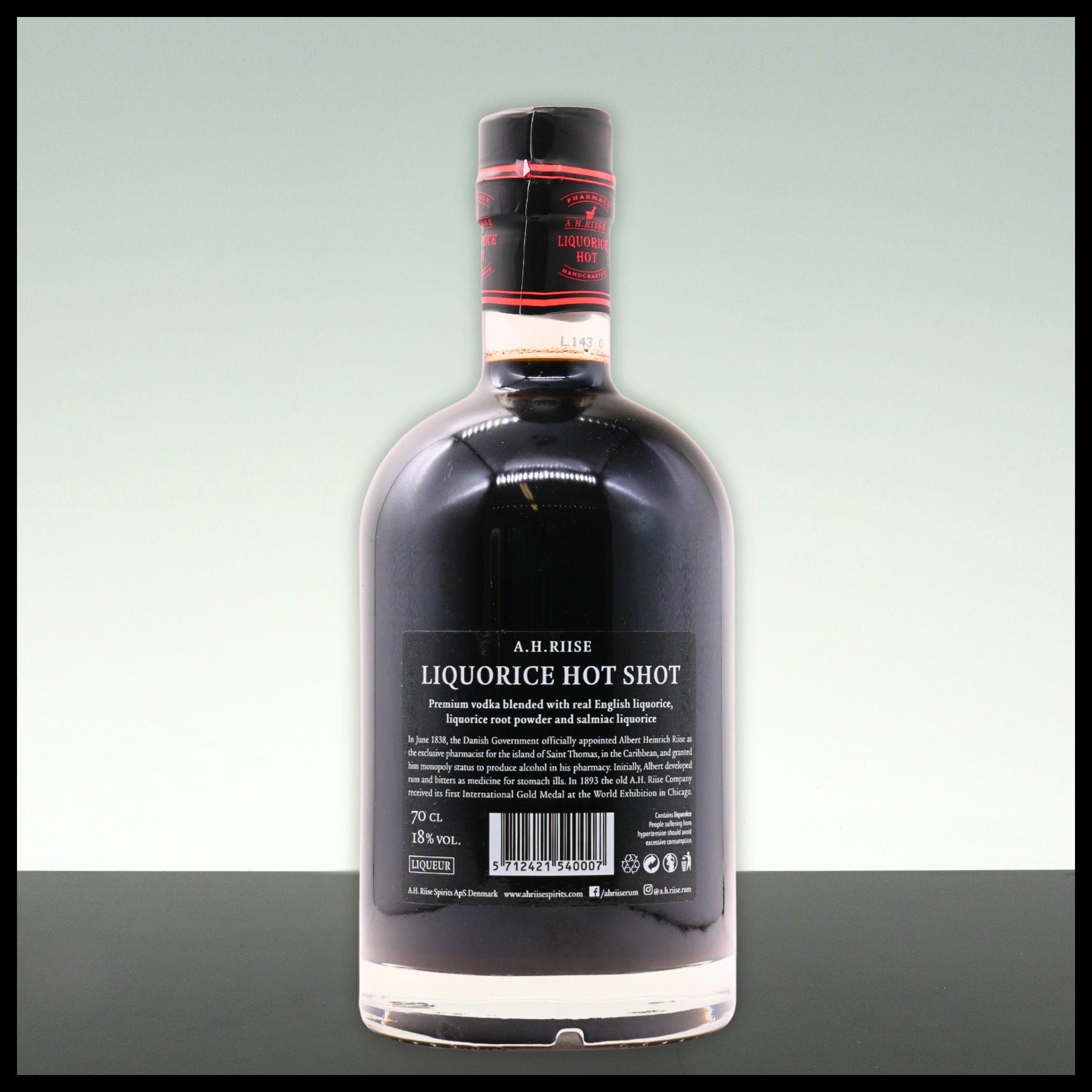 A.H. Riise Pharmacy Liquorice Shot HOT 0,7L - 18% Vol. - Trinklusiv