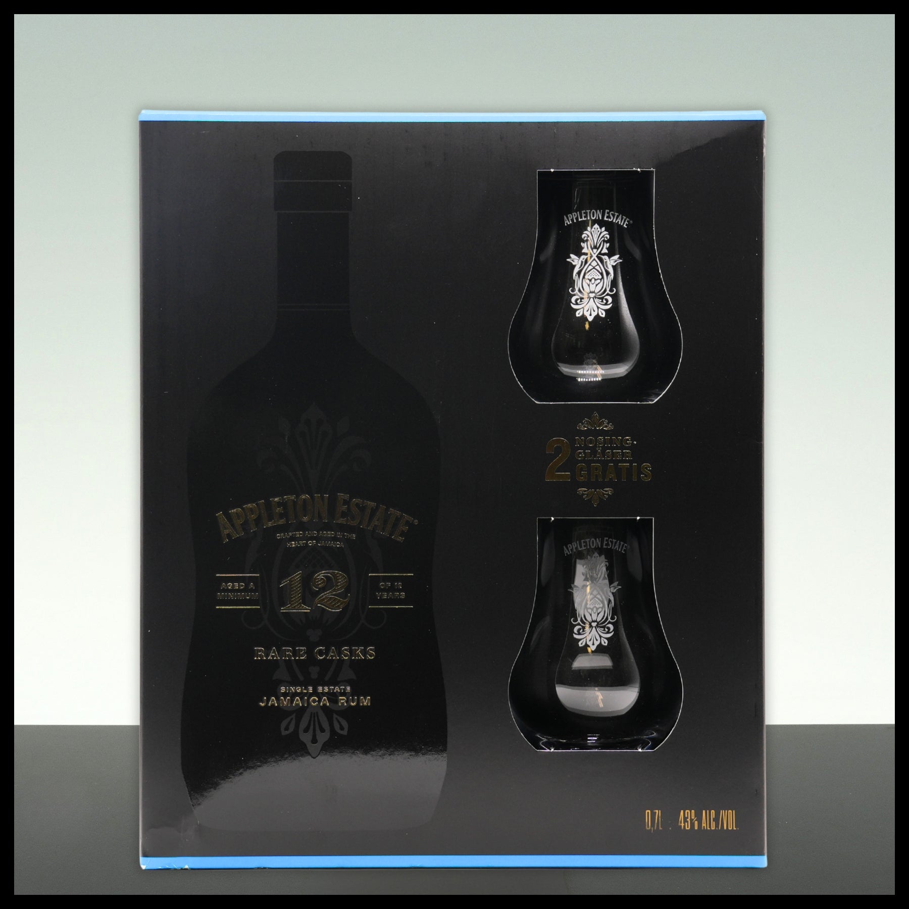 Appleton Estate 12 YO Rare Casks Rum Geschenkbox mit 2 Gläsern 0,7L - 43% Vol. - Trinklusiv