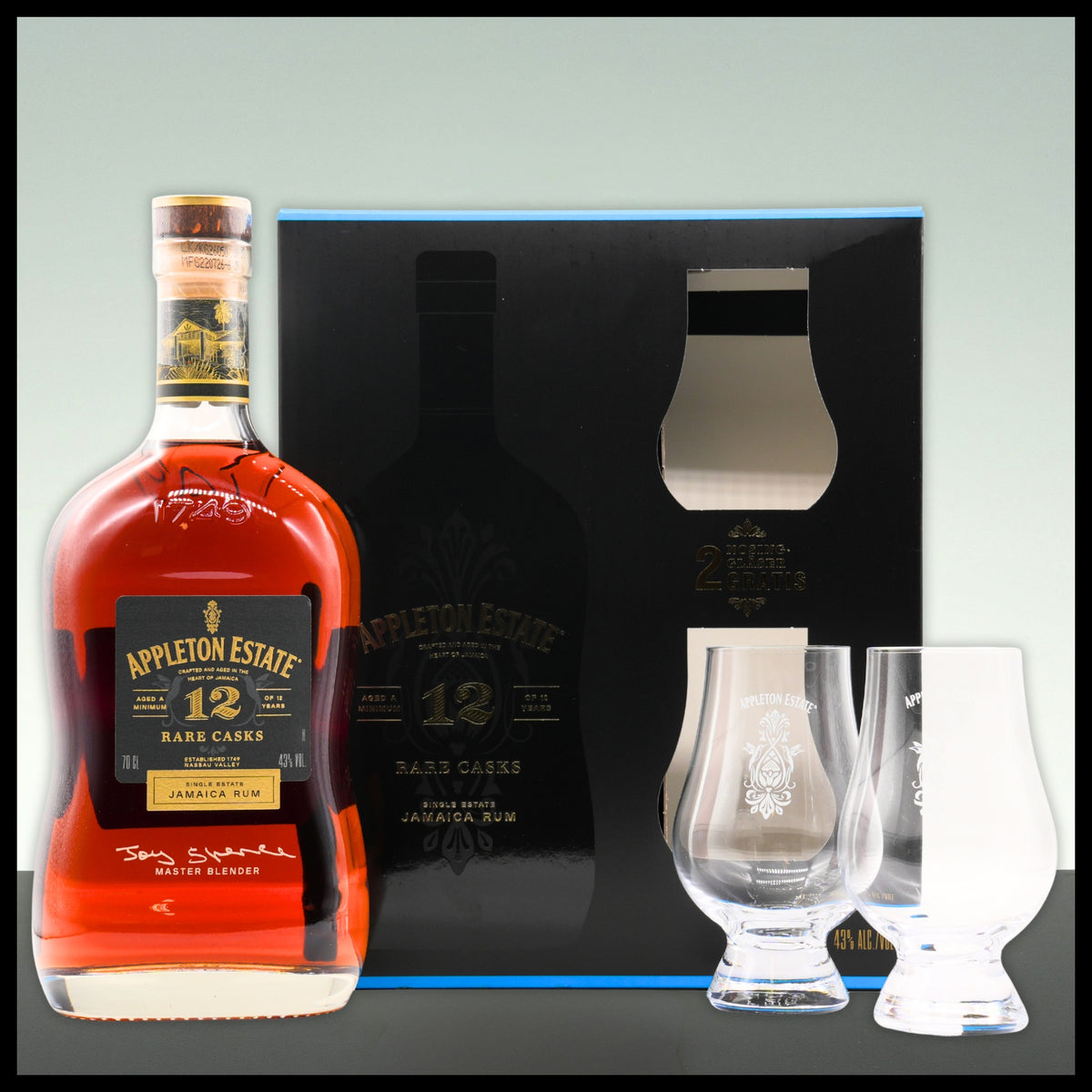 Appleton Estate 12 YO Rare Casks Rum Geschenkbox mit 2 Gläsern 0,7L - 43% Vol. - Trinklusiv