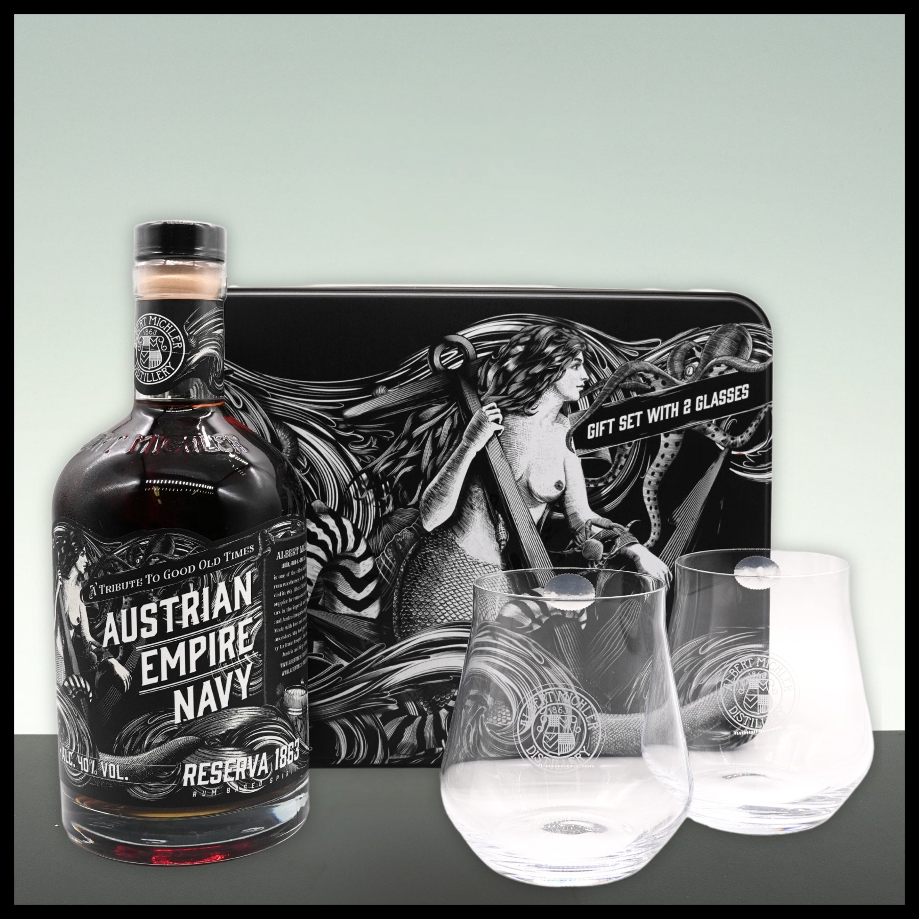 Austrian Empire Navy Rum Reserva 1863 Geschenkbox mit 2 Gläsern 0,7L - 40% Vol.