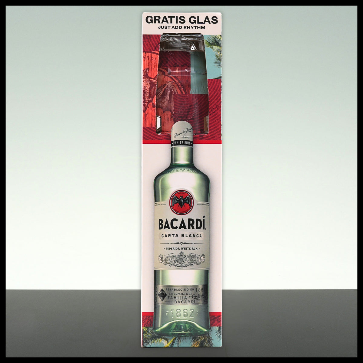 Bacardi Carta Blanca Superior White Rum Onpack mit Glas 0,7L - 37,5% Vol.