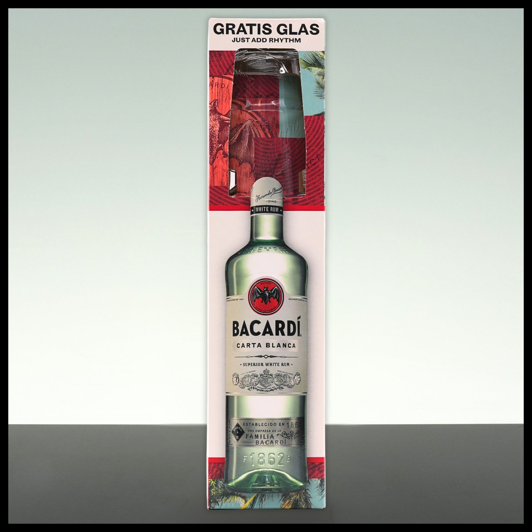 Bacardi Carta Blanca Superior White Rum Onpack mit Glas 0,7L - 37,5% Vol.