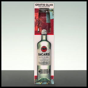 Bacardi Carta Blanca Superior White Rum Onpack mit Glas 0,7L - 37,5% Vol.