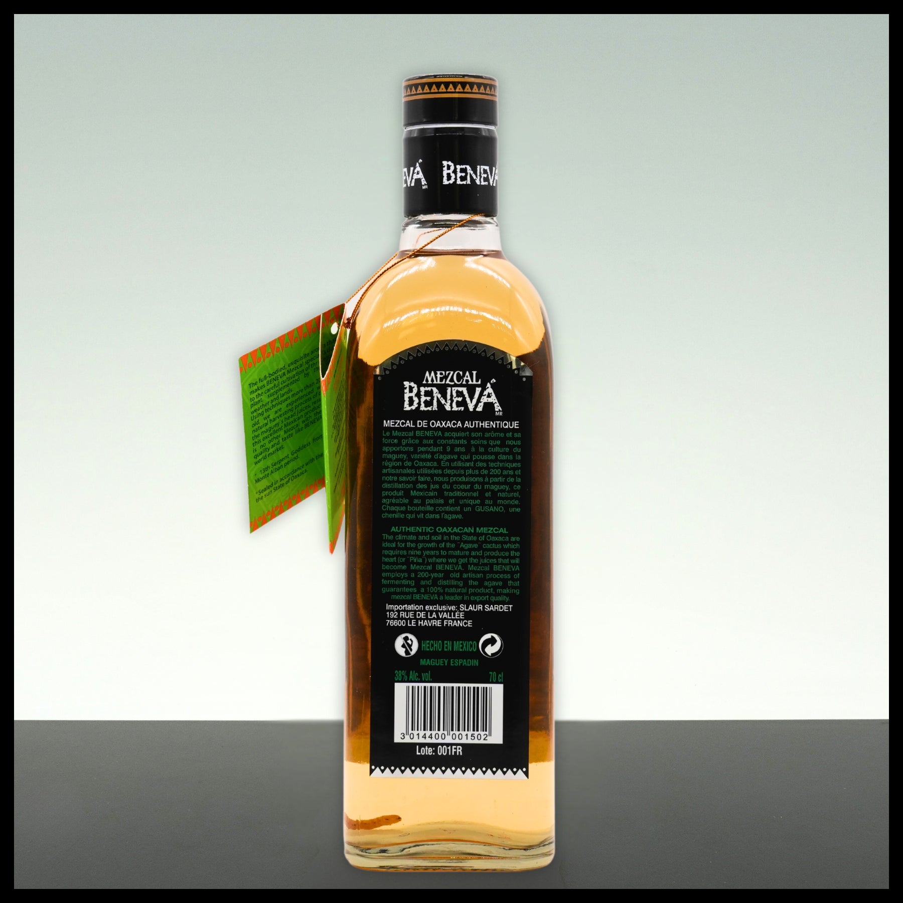 Beneva Mezcal mit Wurm 0,7L - 38% Vol.