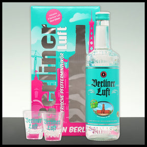Berliner Luft Pfefferminzlikör mit 2 Shot-Gläsern 0,7L - 18% Vol. - Trinklusiv