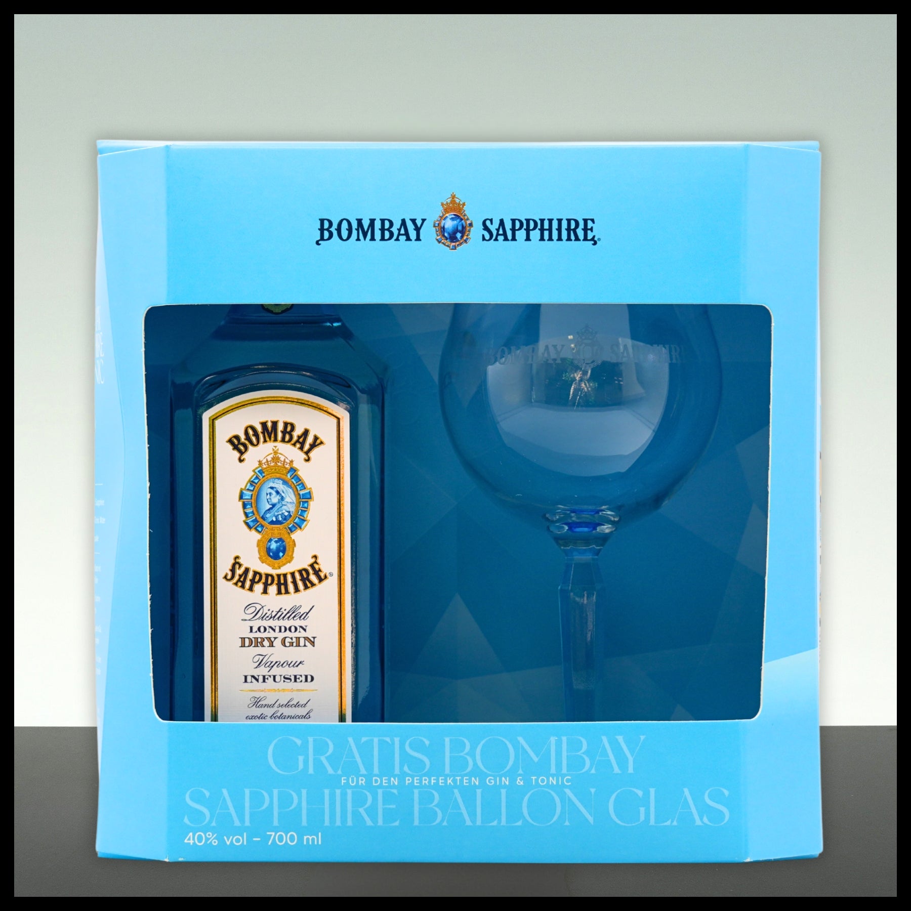 Bombay Sapphire London Dry Gin Geschenkbox mit Glas 0,7L - 40% Vol.