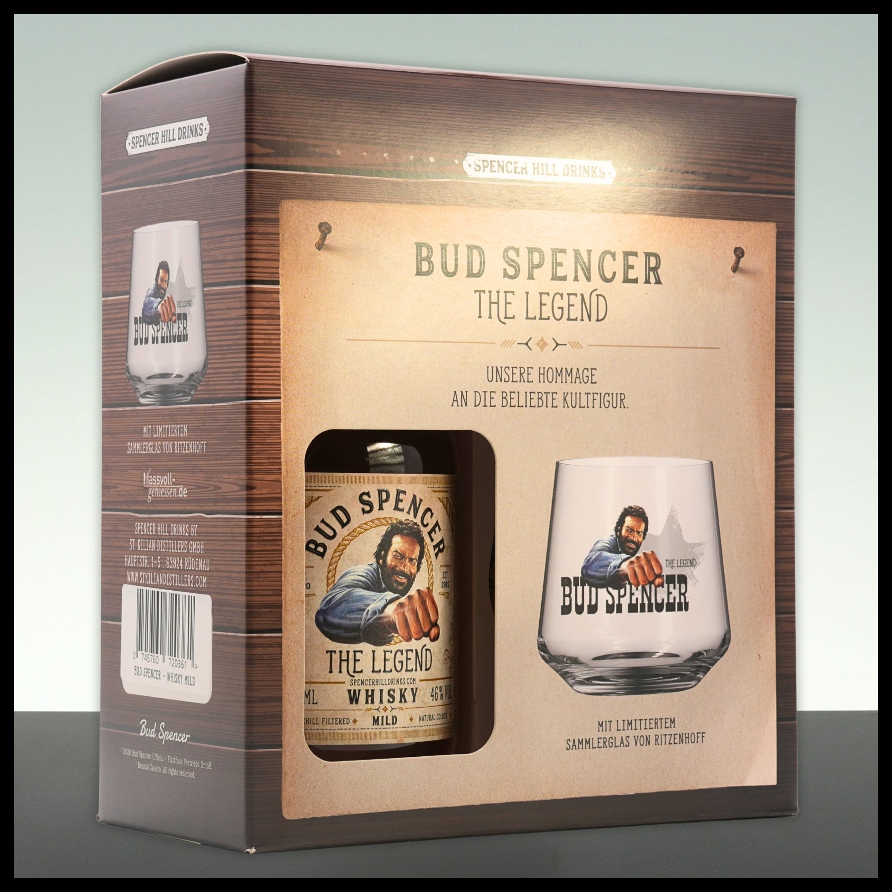 Bud Spencer The Legend Whisky Mild Geschenkbox mit Glas 0,7L - 46% Vol.