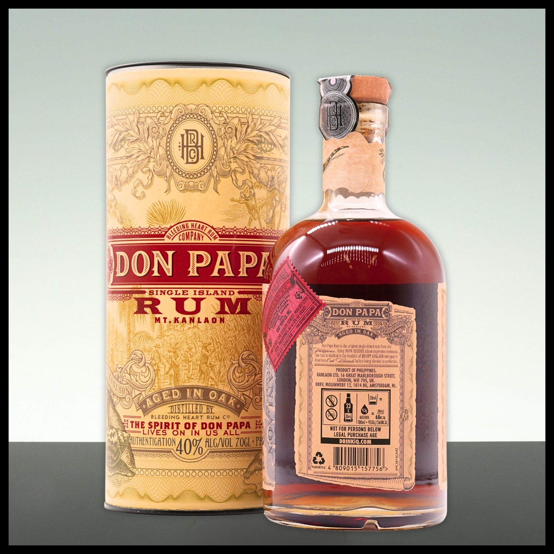 Don Papa Rum 7 YO Single Island mit Geschenkdose 0,7L - 40% Vol. - Trinklusiv