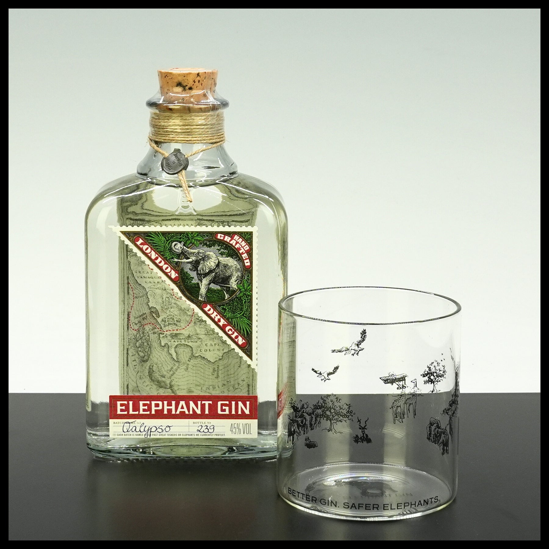 Elephant London Dry Gin Onpack mit Glas 0,5L - 45% Vol.