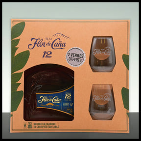 Flor de Cana Centenario 12 YO Rum mit 2 Gläsern 0,7L - 40% Vol. - Trinklusiv