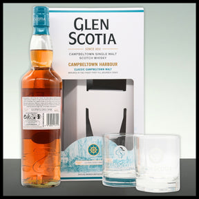 Glen Scotia Campbeltown Harbour Whisky Geschenkbox mit 2 Gläsern 0,7L - 40% Vol.