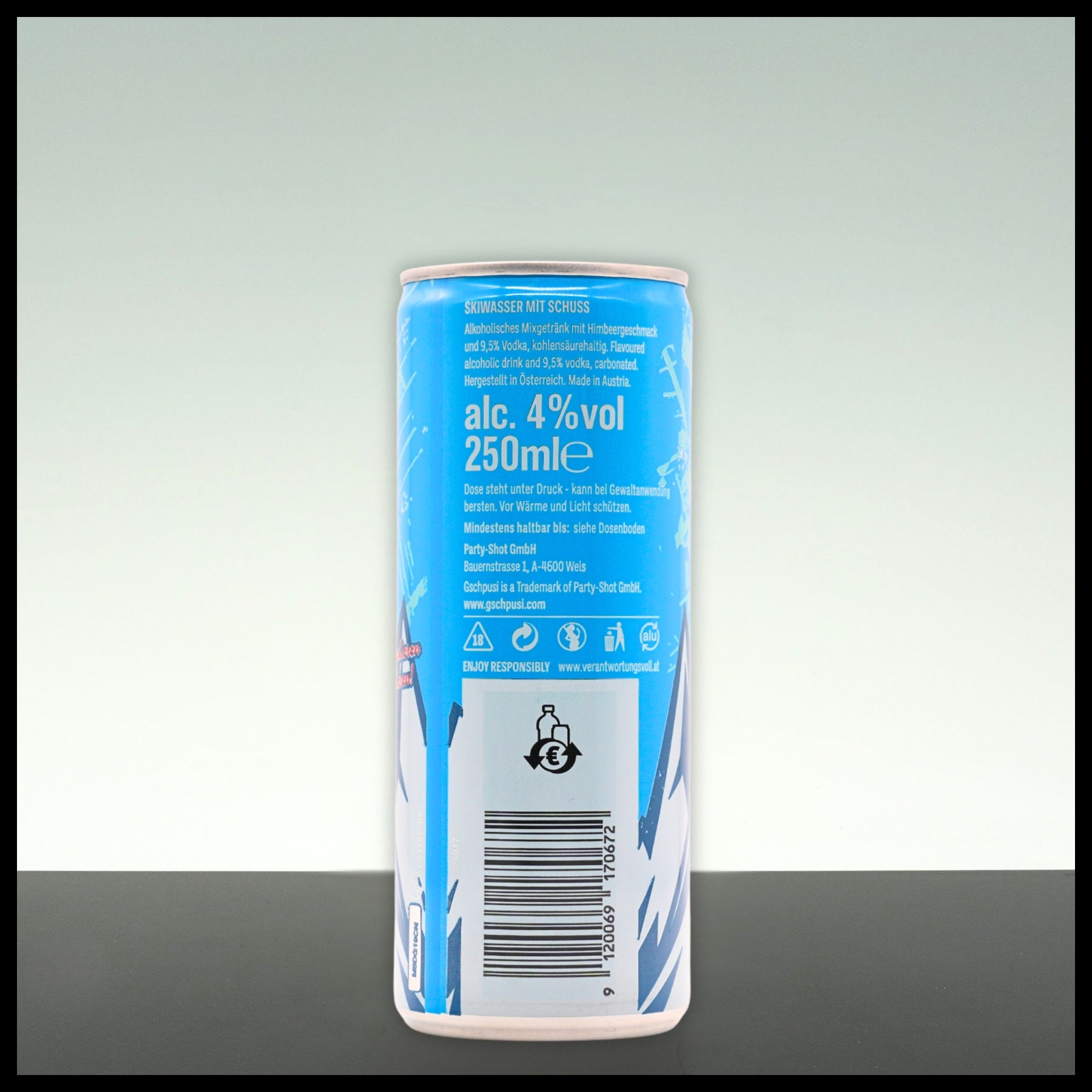 Gschpusi Skiwasser mit Schuss "Vodka-Himbeer" 0,25L - 4% Vol. - Trinklusiv