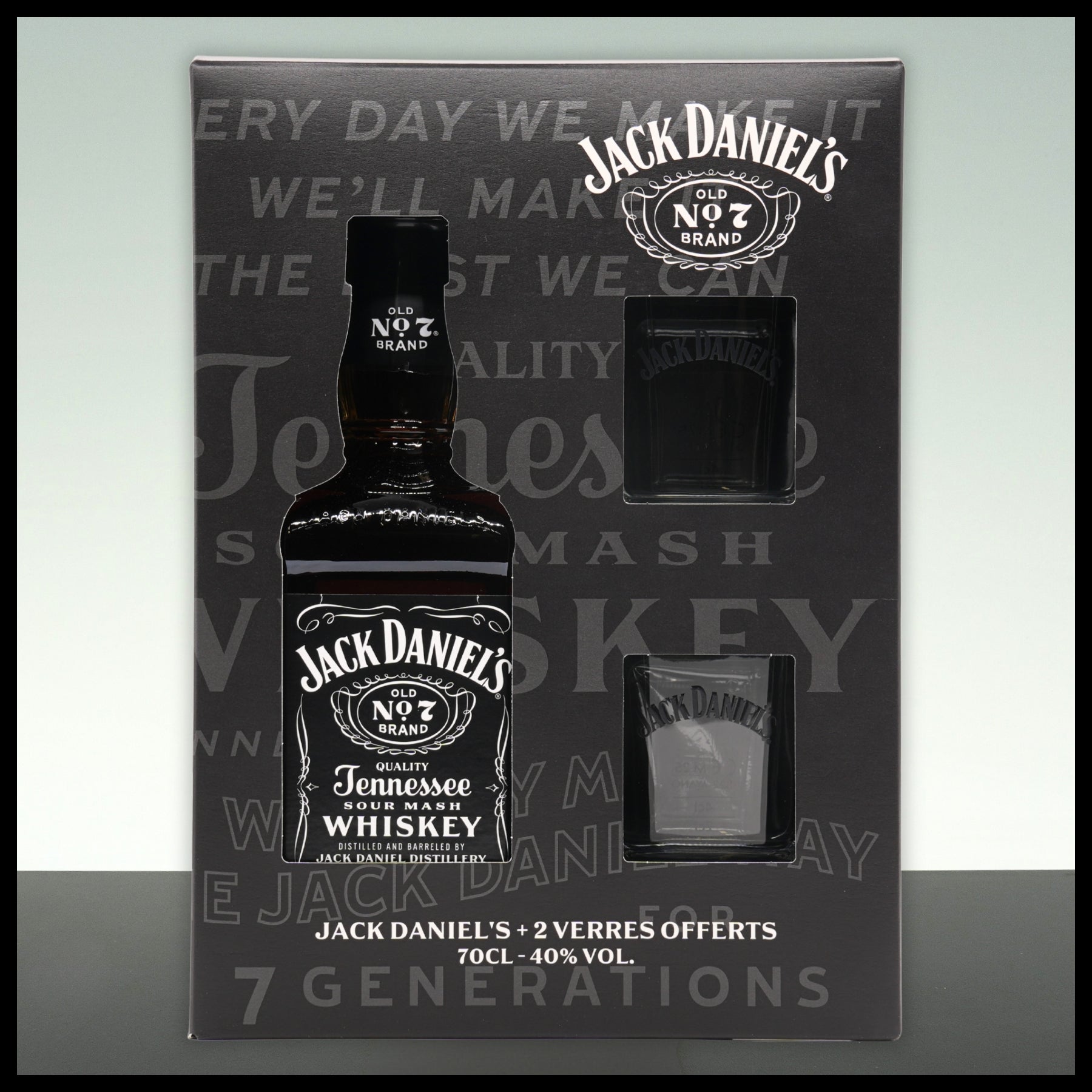 Jack Daniel's Old No. 7 Tennessee Whiskey Geschenkbox mit 2 Gläsern 0,7L - 40% Vol. - Trinklusiv