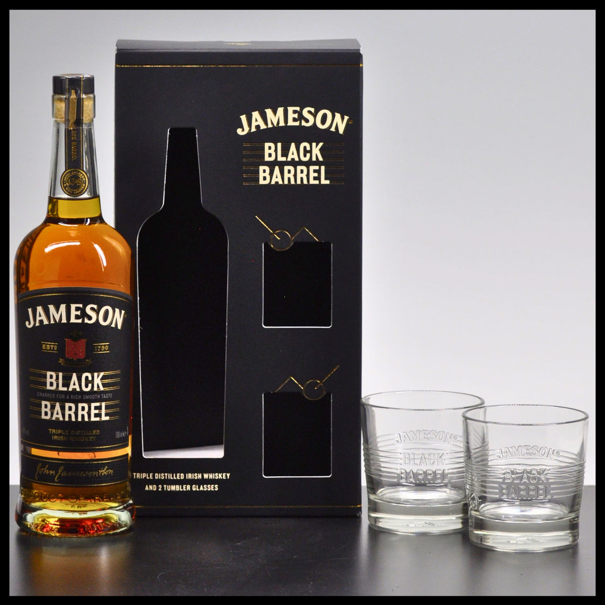 Jameson Black Barrel Irish Whiskey Geschenkbox mit 2 Gläsern 0,7L - 40% Vol.