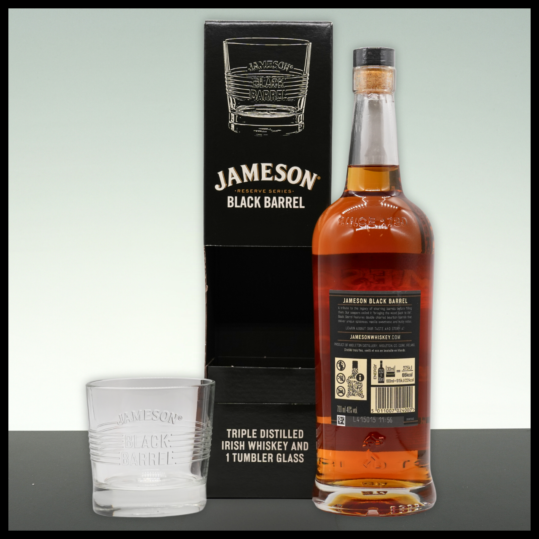 Jameson Black Barrel Irish Whiskey Geschenkbox mit Glas 0,7L - 40% Vol.