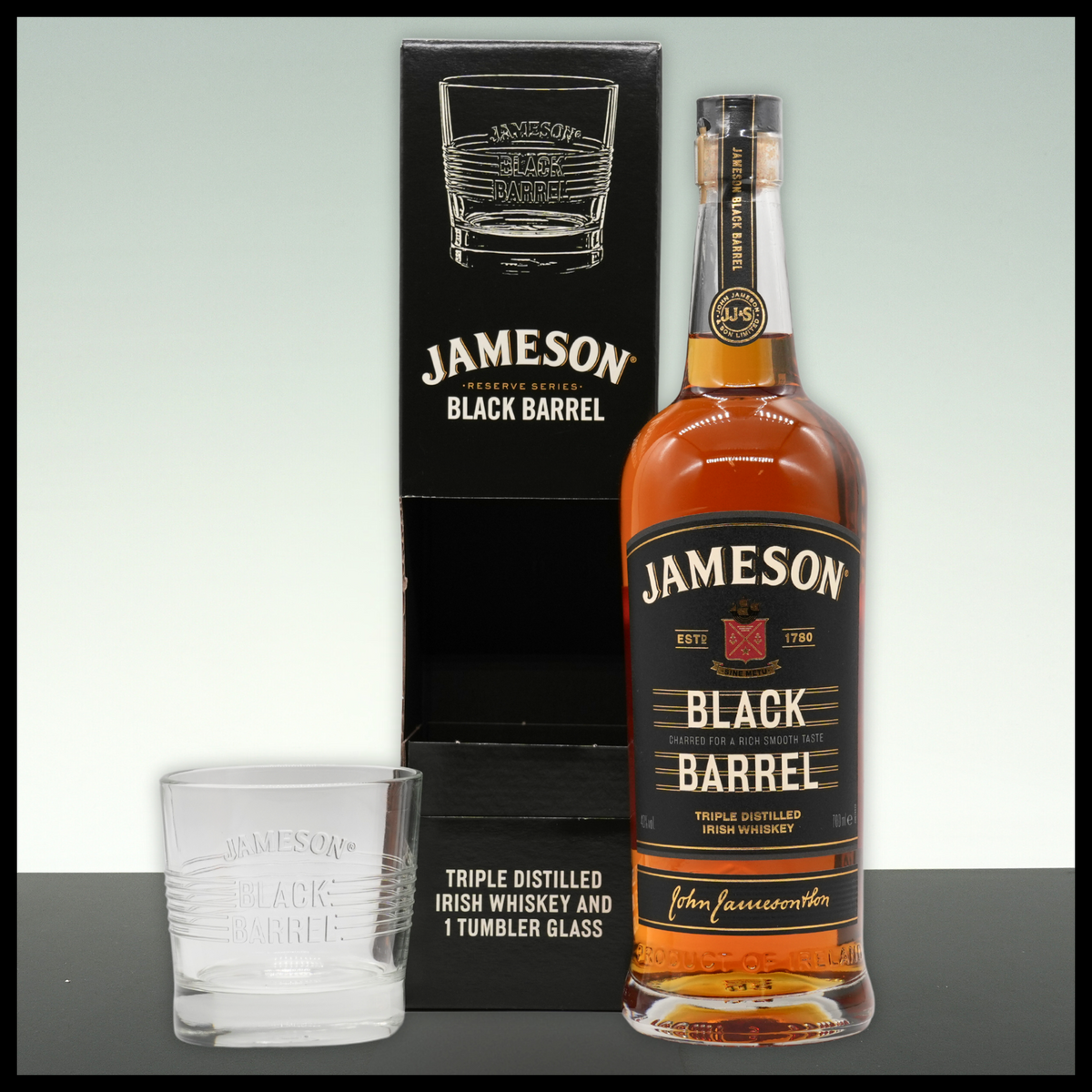 Jameson Black Barrel Irish Whiskey Geschenkbox mit Glas 0,7L - 40% Vol.