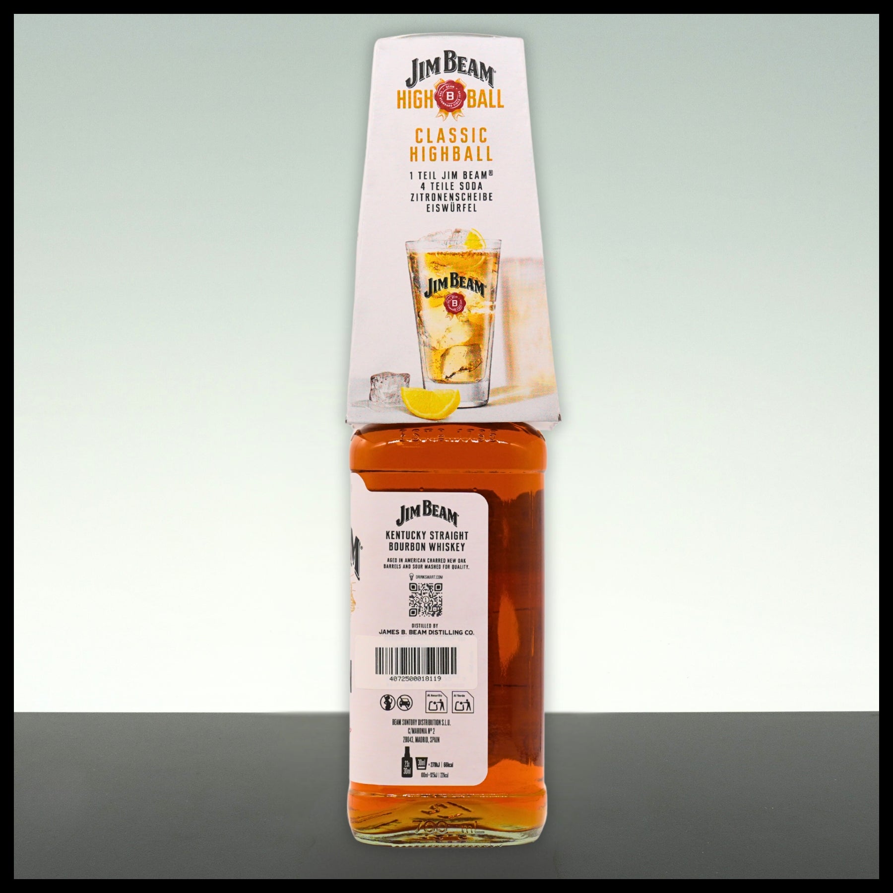 Jim Beam Kentucky Straight Bourbon Whiskey mit Glas 0,7L - 40% Vol.